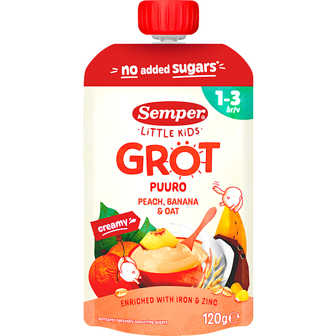 Grødsmoothie m. havre, fersken og banan 1-3 år