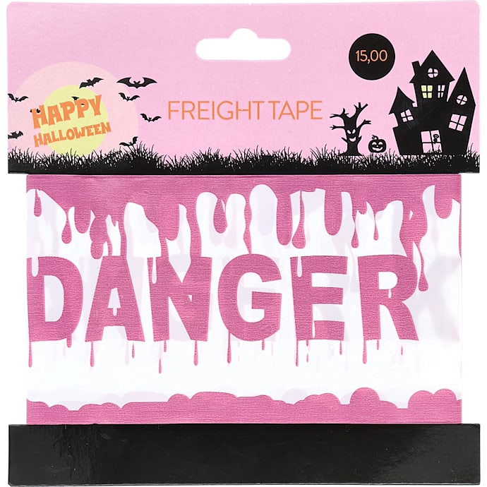 Halloween advarselsbånd 6 meter - pink