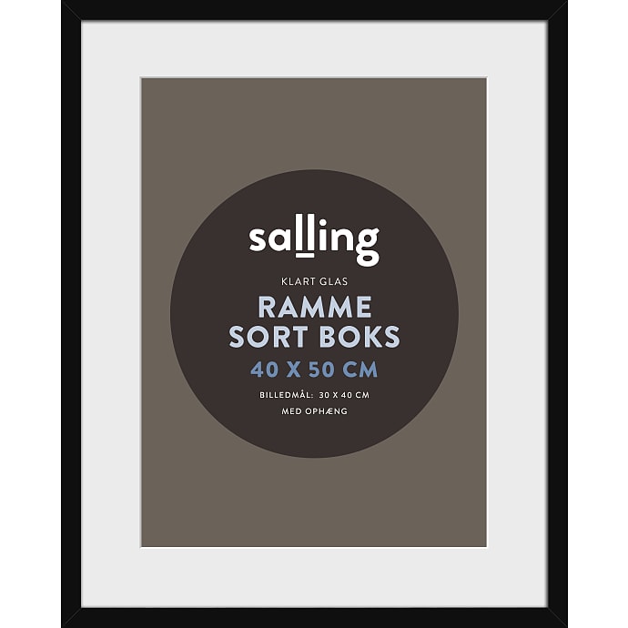 Salling Ramme Sort Passepartout m/Glas 40x50 cm