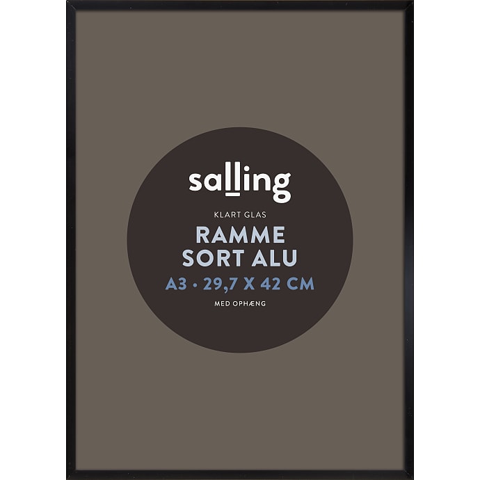 Salling Sort ramme m. glas 29,7x42 cm