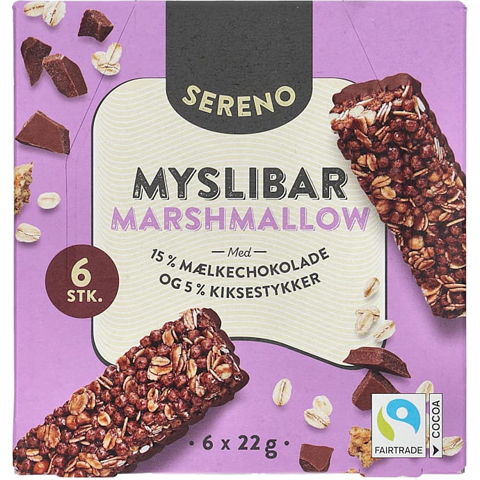 Müslibar m. skumfiduser og chokolade