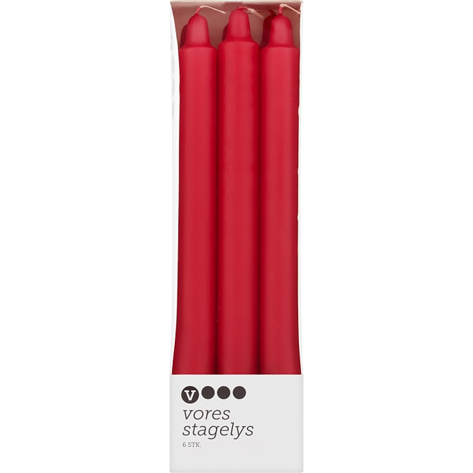 Salling stagelys 2,2x24 cm 6-pak - rød – produktbillede
