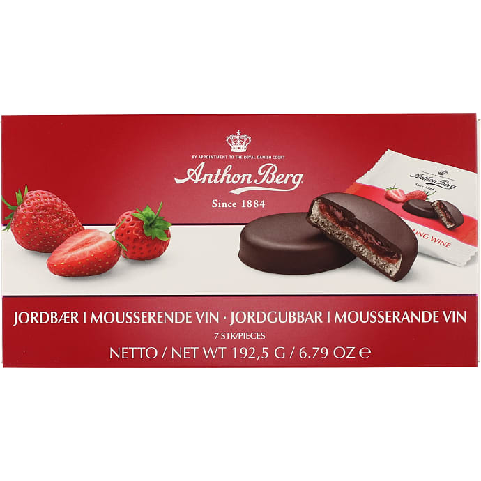 Anthon Berg Fyldte chokolader jordbær- og mousserende vinsmag