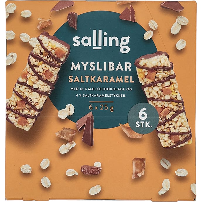 Müslibar m. mælkechokolade og saltkaramel