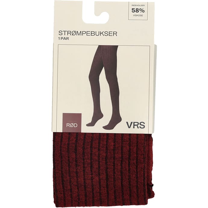VRS dame strømpebukser ribstrikkede str. l/xl - rød