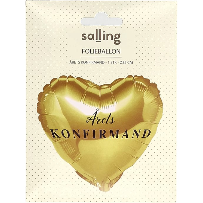 Folieballon hjerteformet "Årets konfirmand" 35 cm - mat guld