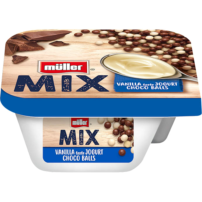 Müller Yoghurt m. vanilje og chokoladekugler