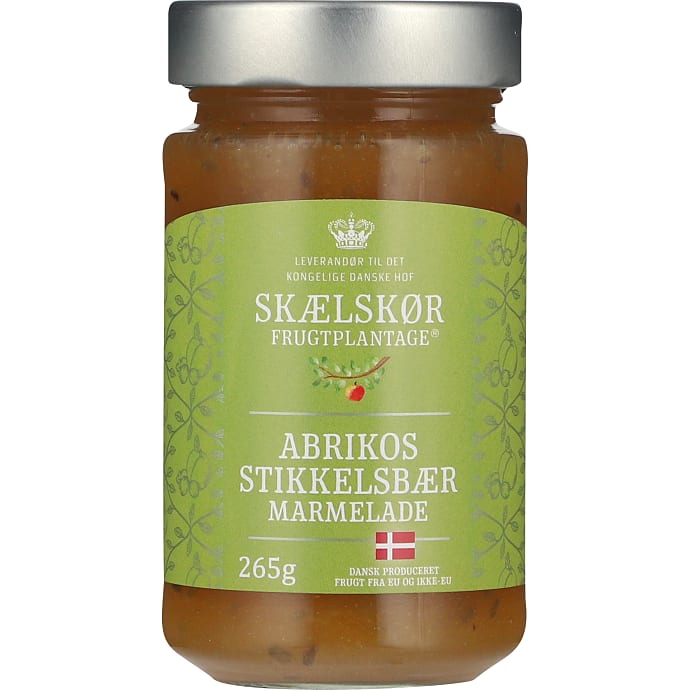 Abrikos- og stikkelsbærmarmelade