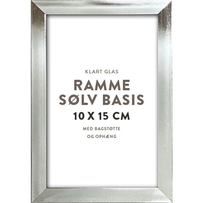 Klassisk sølv ramme m/glas – 10x15 cm