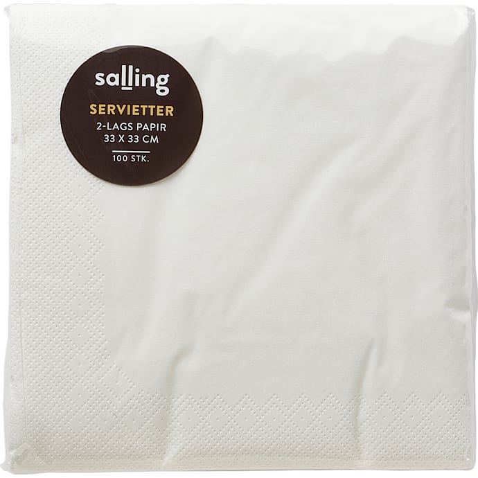 Salling Ensfarvede Servietter Hvid 33x33 cm