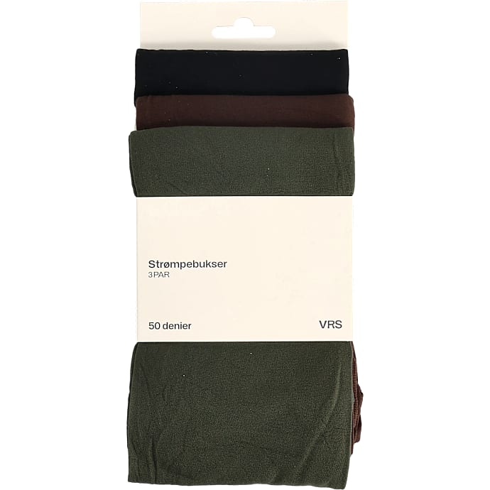 VRS dame 3-pak strømpebukser str. l/xl - brun