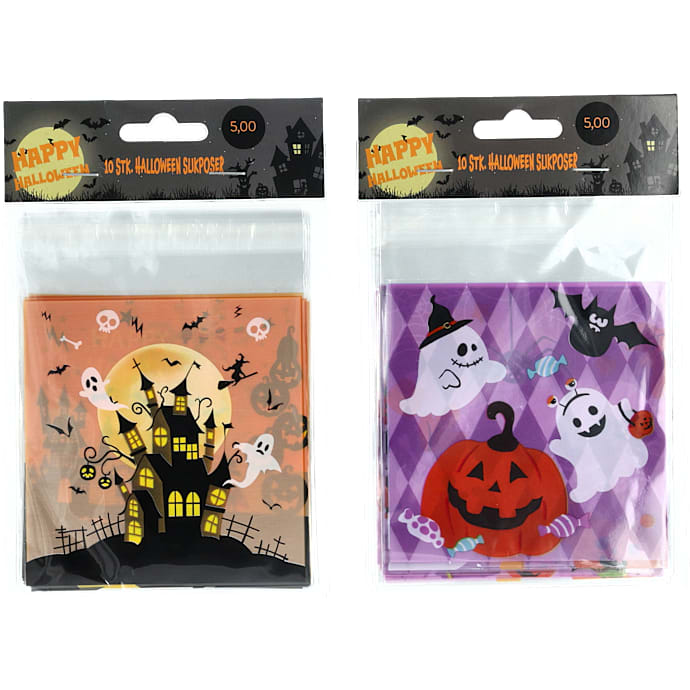 Halloween slikposer 10x10 cm 10-pak - flere varianter - assorteret