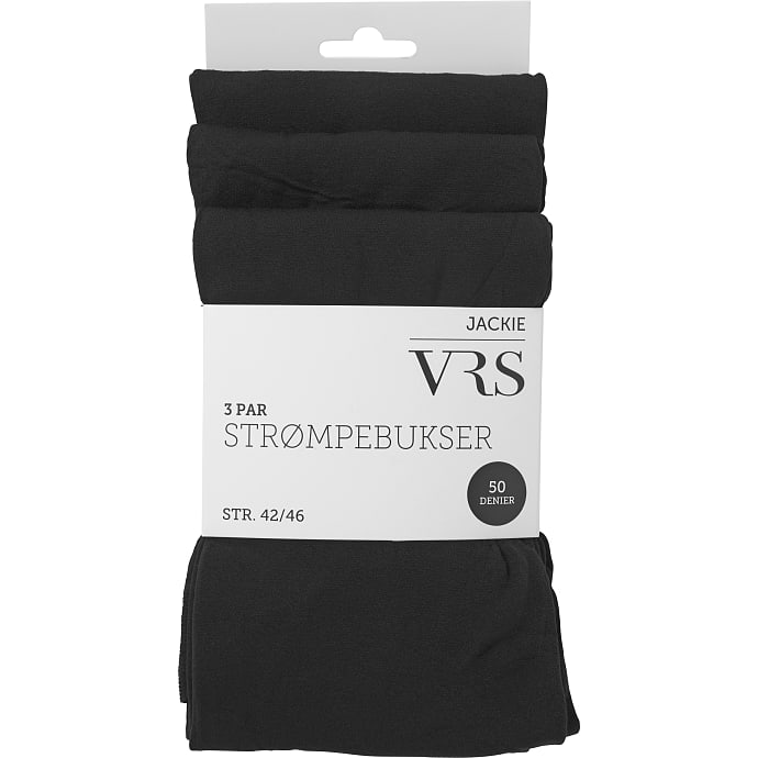 VRS 3-pak strømpebukser str. 42/46  - sort