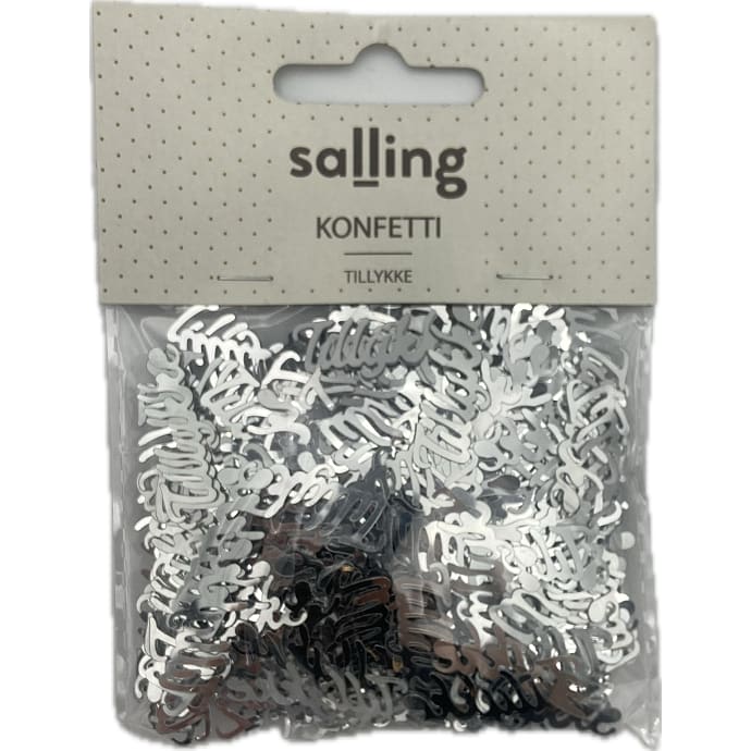 Salling Konfetti "Tillykke" - sølvfarvet