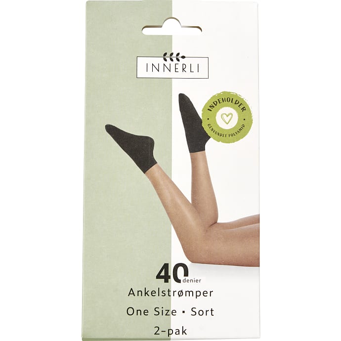 Ankelstrømper 2-pak sort one size