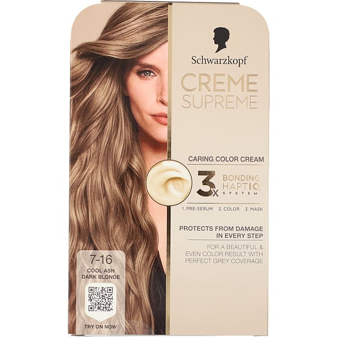 Caring Color Creme permanent hårfarve 7-16 Cool Ash Dark Blonde