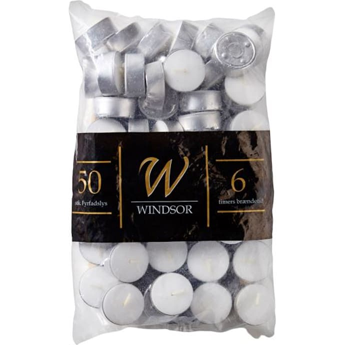 Windsor Fyrfadslys 50-pak Hvid