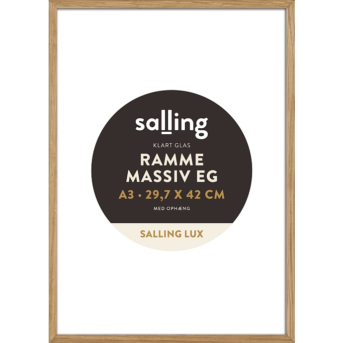 Ramme i massiv eg m. glas - 29,7x42 cm