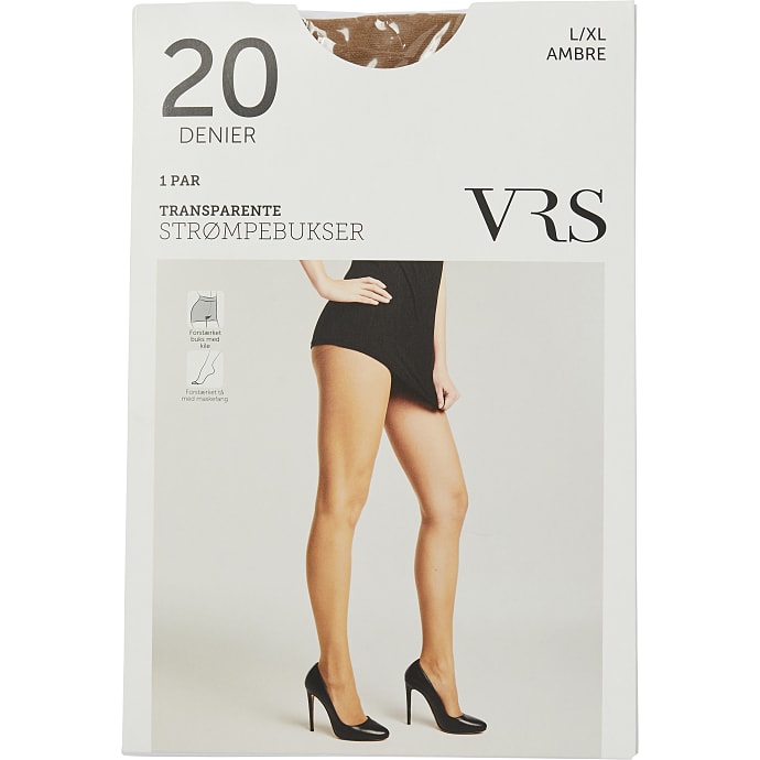 VRS strømpebukser transparent str. L/XL - mørkebrun