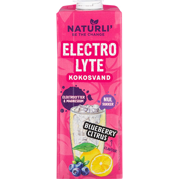 Elektrolyt-kokosvand m. blåbær og citron
