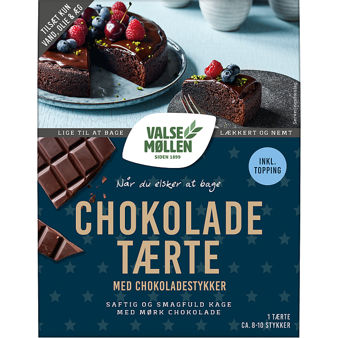 Chokoladetærte m. chokoladestykker