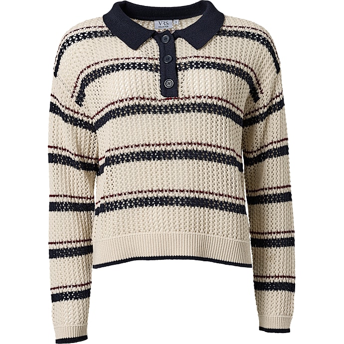 VRS Dame Polo Striktrøje L Beige