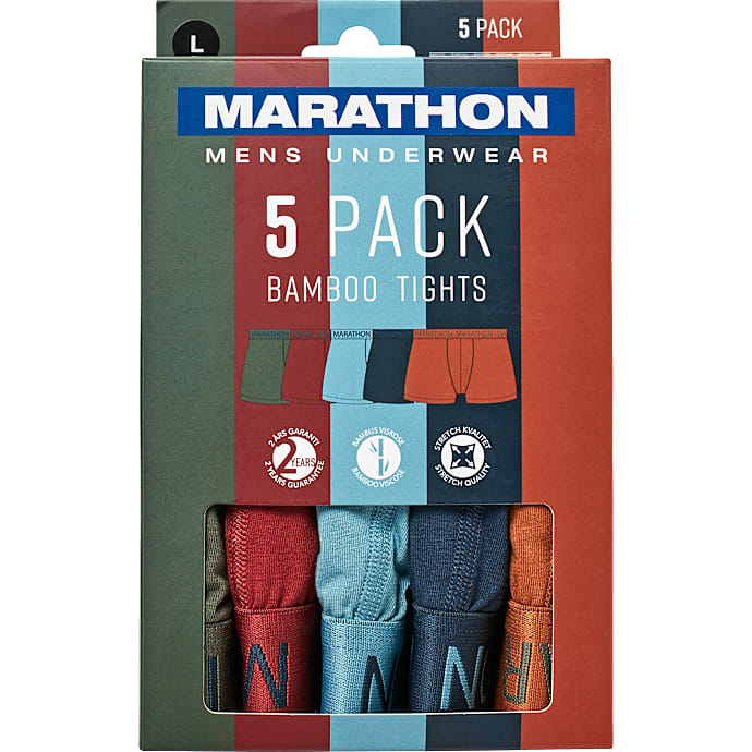 Marathon Herre 5-pak Tights Str. L Flerfarvet