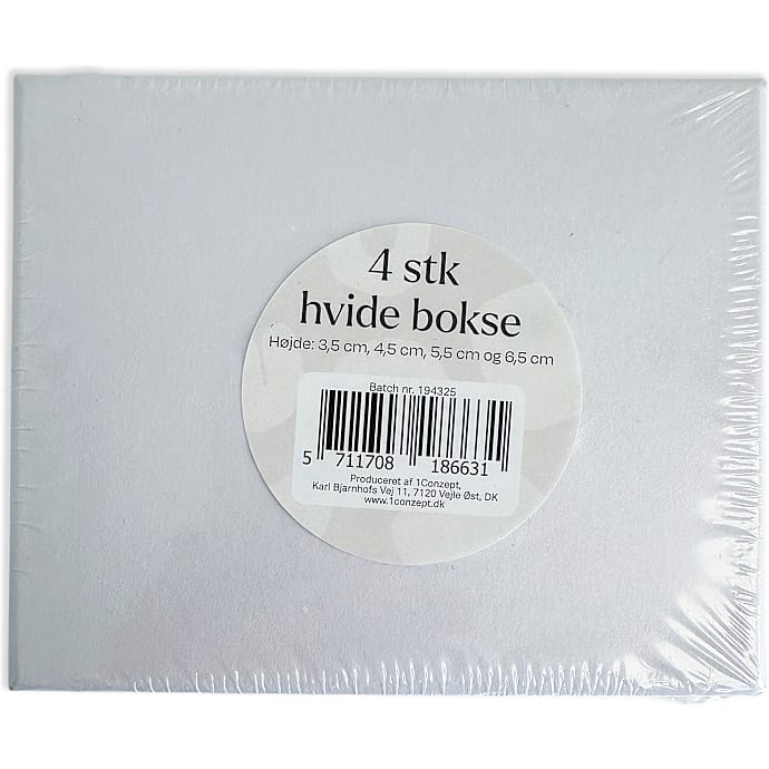 Hvid opbevaringsboks - 4 stk. firkantet