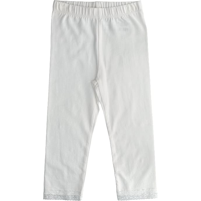 VRS Børne Capri Leggings med Blondekant Hvid