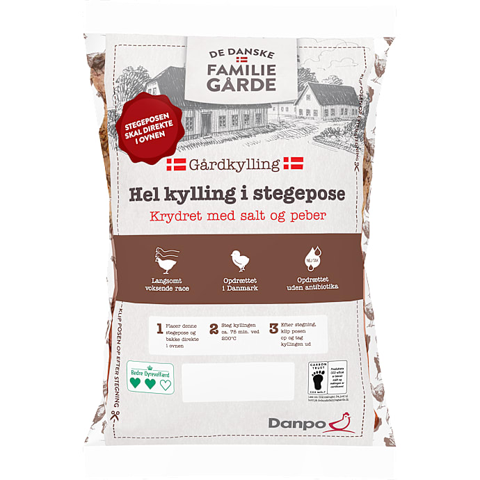 Hel kylling m. salt og peber i stegepose