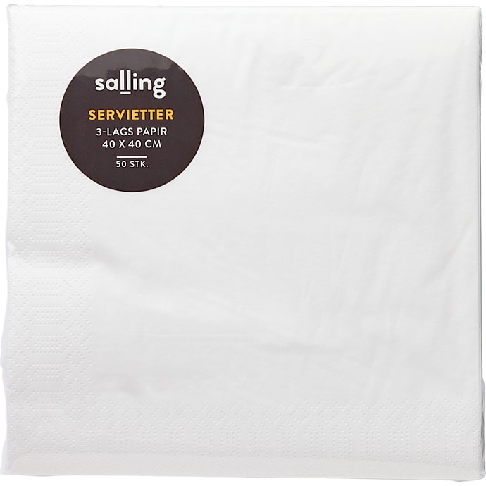 Salling ensfarvede servietter 40x40 cm 50-pak - hvid