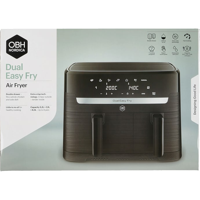 OBH Dual Easy Airfryer 8,3 liter - sort