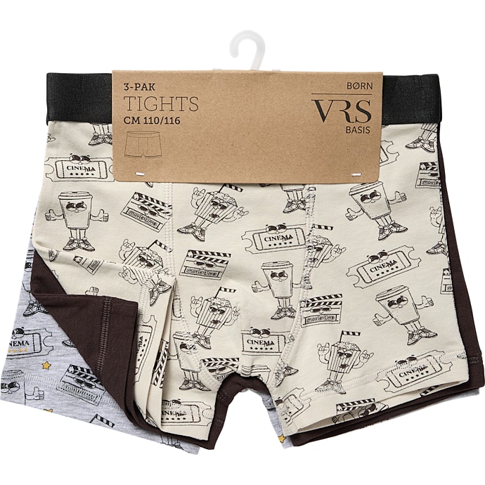VRS børne 3-pak boxershorts str. 134/140 - beige/brun/grå