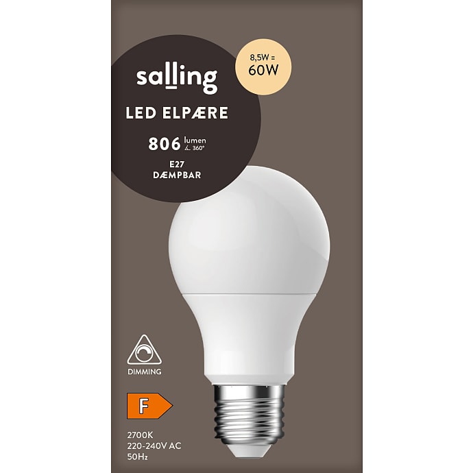 Salling LED kronepære 8,5W - dæmpbar
