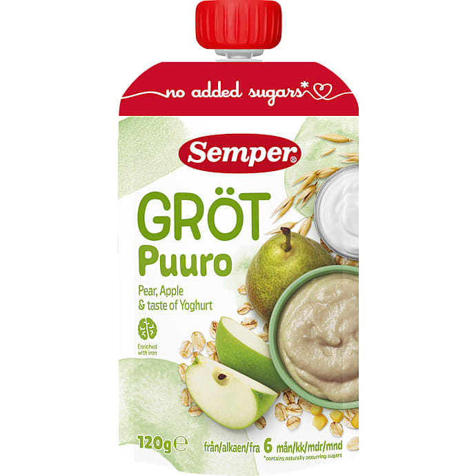 Semper Frugtmos med yoghurt, æble og pære 120 g