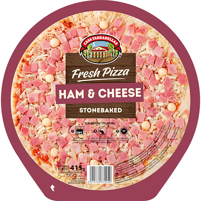 Pizza m. skinke og ost