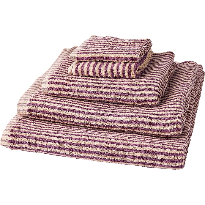 MAISON håndklæde 30x50 cm - strib blommefarvet og beige