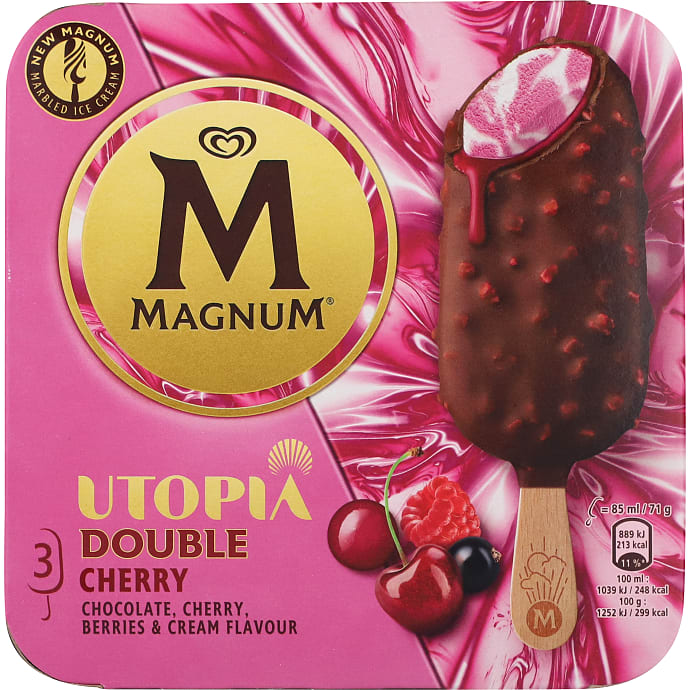 Mælkeis m. solbær- og hindbæris med chokoladeovertræk