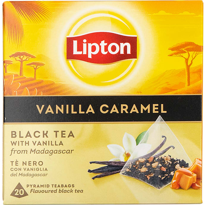 Lipton Sort Te Vanilje og Karamel 20 stk