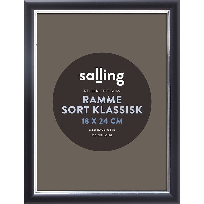Salling Klassisk Sort Ramme med Refleksfrit Glas 18x24 cm