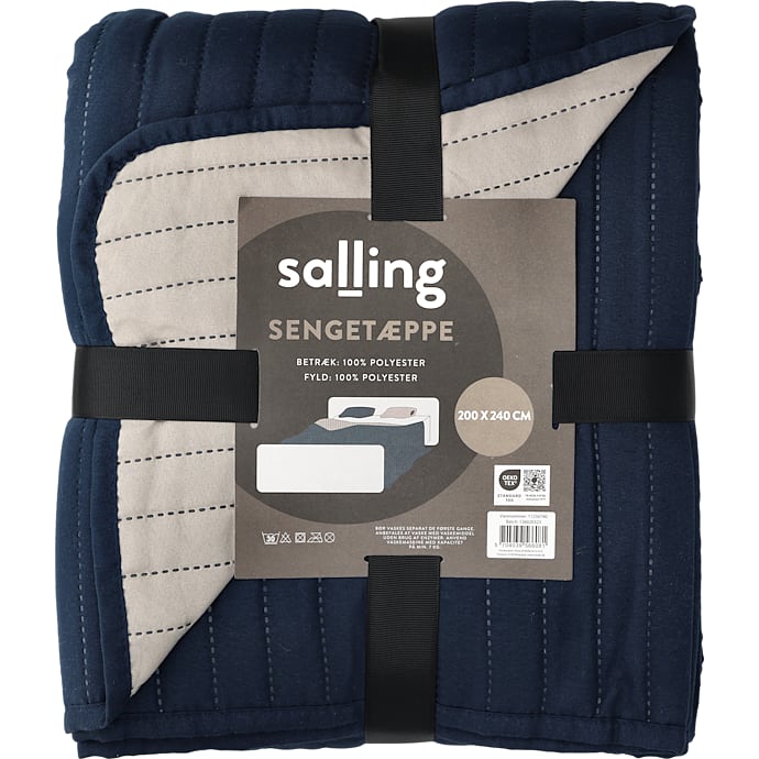 Salling sengetæppe 240x240 cm - blå og sandfarvet