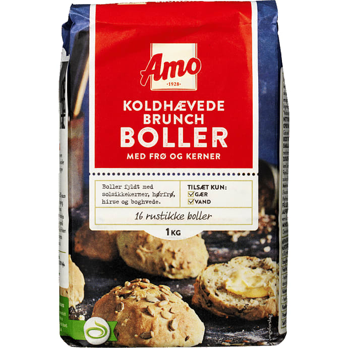 Koldhævede brunchboller m. frø og kerner