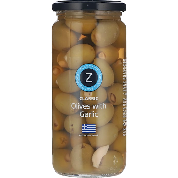 Zelected Grønne oliven m. hvidløg
