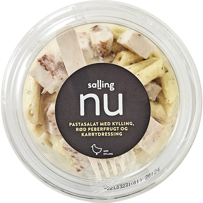 Pastasalat m. kylling og karry