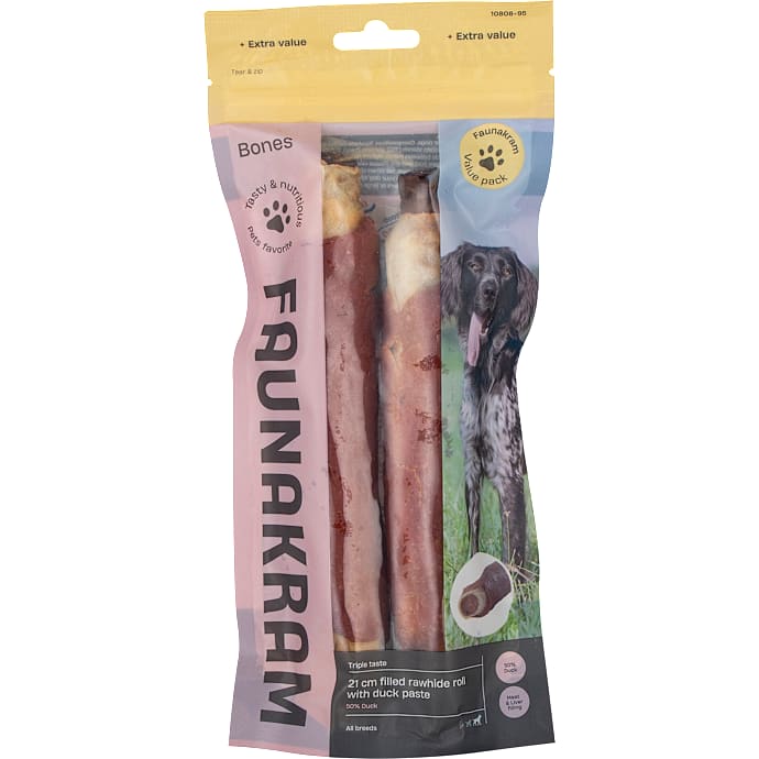 Faunakram Filled Rawhide Roll Duck Paste 21 cm