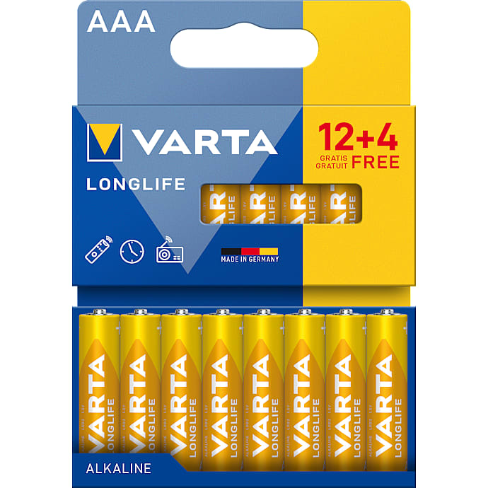 Varta Longlife AAA batterier 16-pak (12+4)