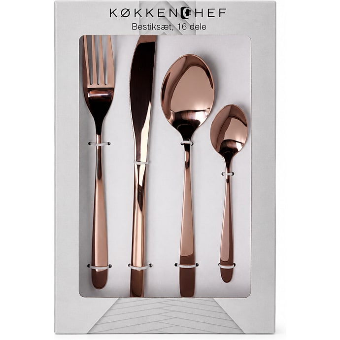 Køkkenchef bestiksæt 16 dele - kobberfarvet