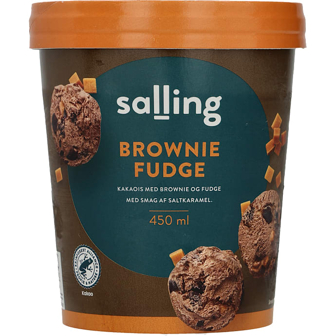 Mælkeis m. fudge brownie