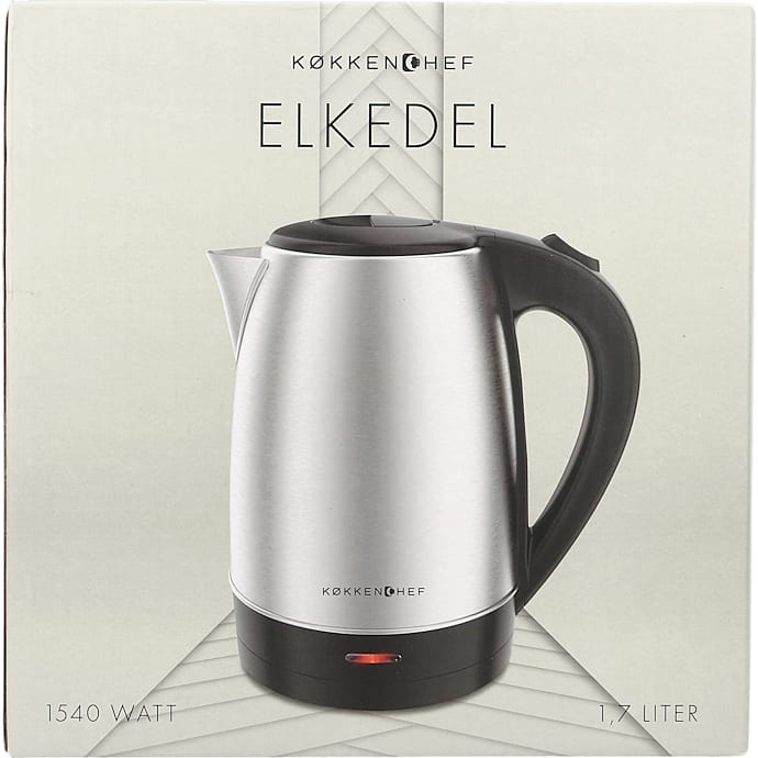 Køkkenchef elkedel 1,7 liter - rustfrit stål