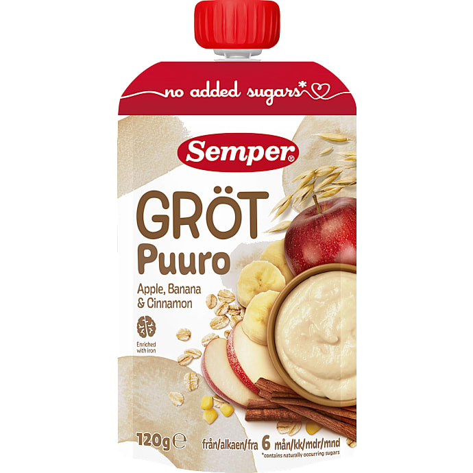 Grødsmoothie m. æble og kanel fra 6 mdr.